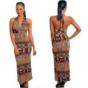 Ethnic Print Halter Maxi Size Large